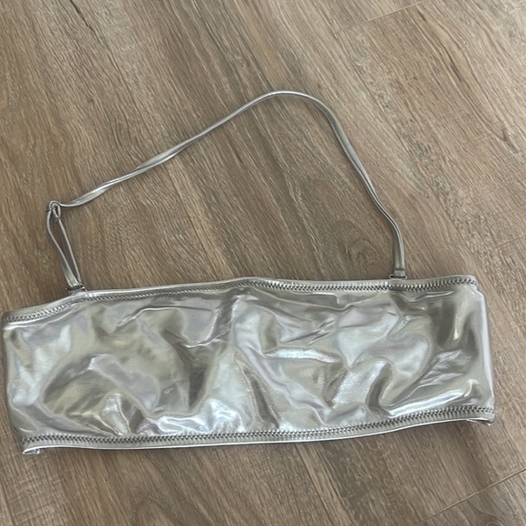 Skims silver metallic bikini set - SMALL bottoms and MEDIUM bandeau top - Picture 2 of 5